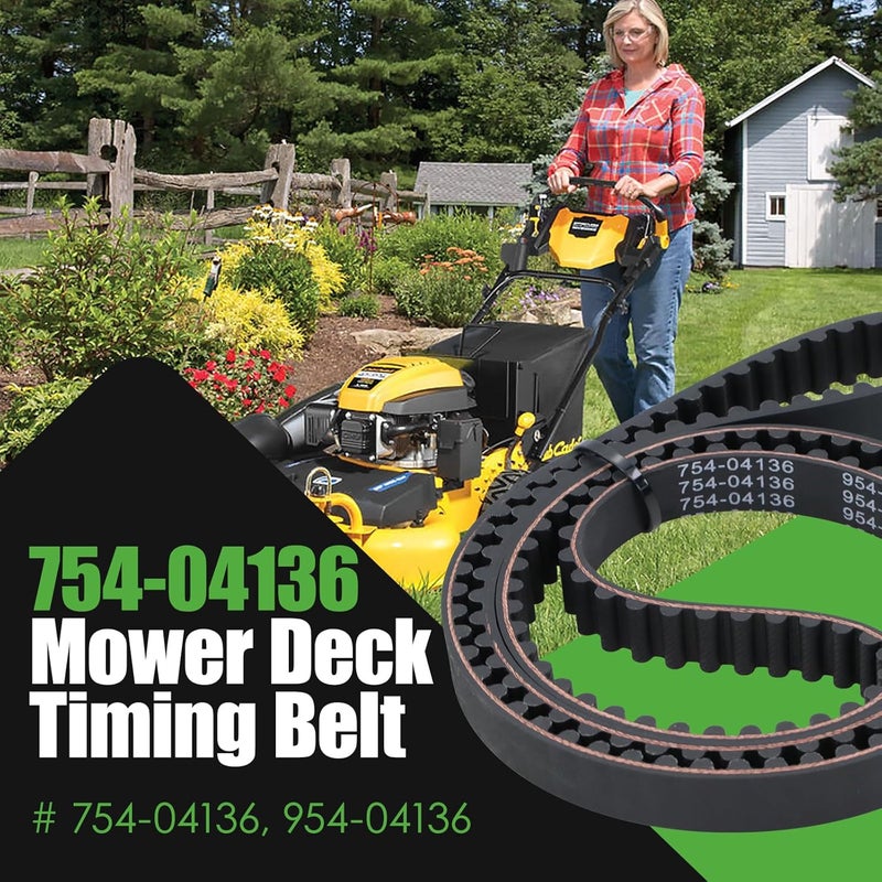 GEATaaT 754-04136 Mower Deck Timing Belt Fit for Cub Cadet CC760 CC760ES with 33" Deck Replace# 954-04136 (3/4" x 50-3/8") - Image 2